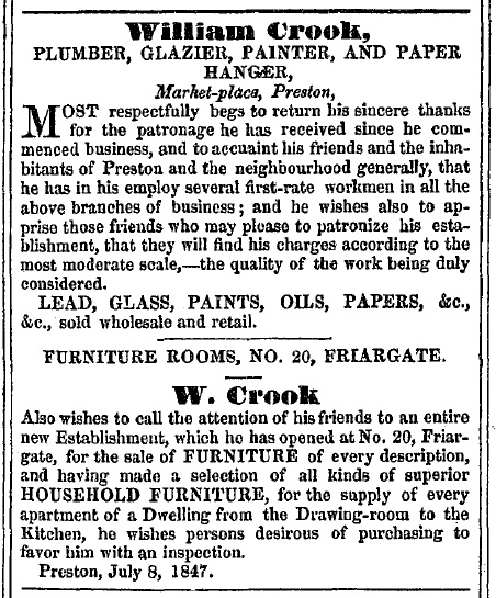 William Crook's Newspaper ad