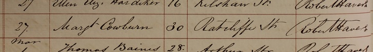 Burial of Margaret Cowburn