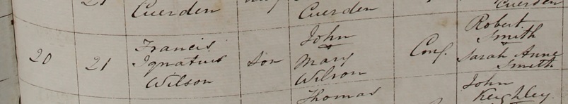 Baptism of Francis Ignatius Wilson