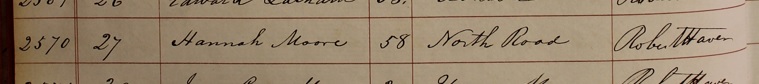 Hannah Moore's burial