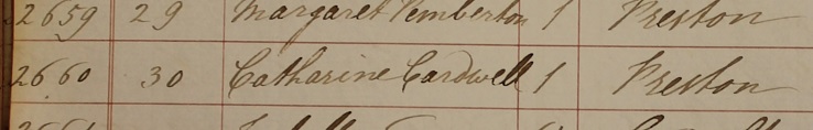 Burial of Catherine Cardwell