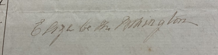 Elizabeth Pilkington's signature