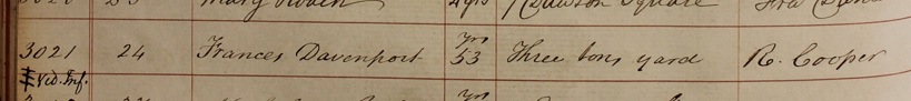 Frances Davenport's burial
