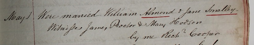 Jane (Orrell) 
      Smalley's second marriage