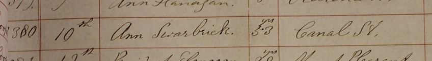 Ann Swarbrick's burial