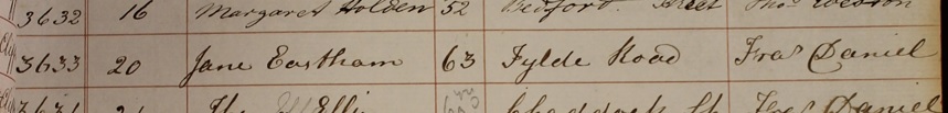 Burial of Jane Eastham