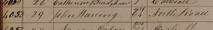 Burial of John Wareing