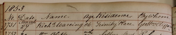 Burial 
      of Richard Wareing