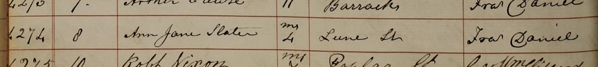 Ann Jane Slater's burial
