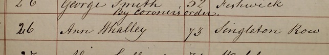Burial of Ann 
      Whalley