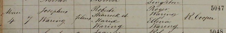Baptism of Joseph Wareing
