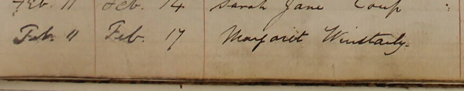 Margaret Winstanley's baptism (detail)