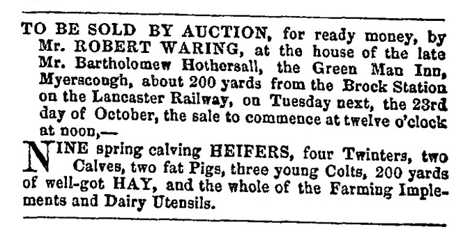 Bartholomew Hothersall Auction