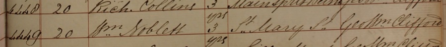 William Noblett's burial