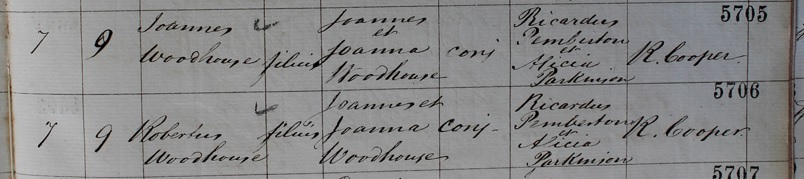 Baptisms of John and Robert Woodhouse