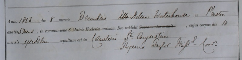 Burial of Ellen 
      Waterhouse
