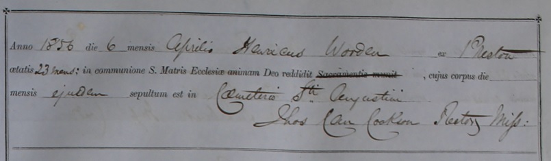 Burial of Henry Worden