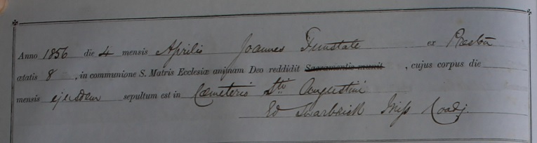 John Tunstall's burial