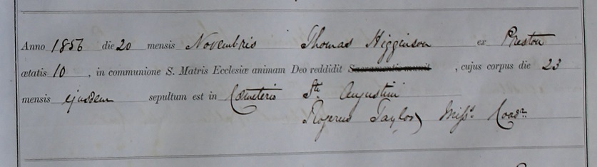 Burial of Thomas Higginson