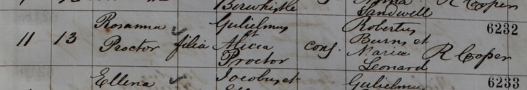 Rose Ann Procter's baptism