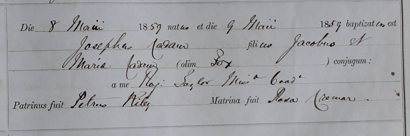 Joseph Cadam's baptism