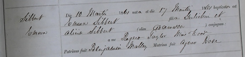 Emma 
      Sibbert's baptism