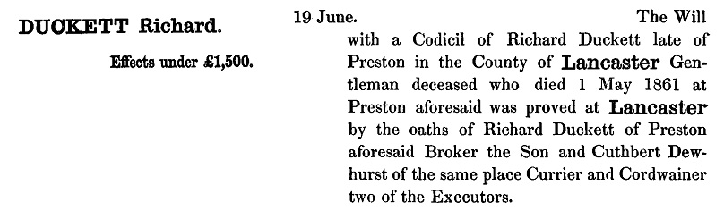 Richard Duckett's Probate Info