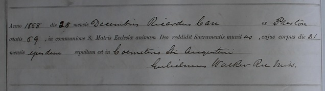 Burial of Richard 
      Carr