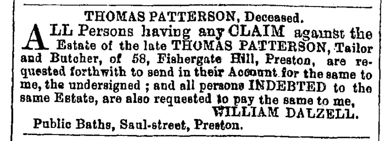 Thomas Patterson's probate record