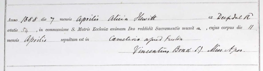 Funeral of Alice Hewitt