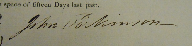 John Parkinson's Signature