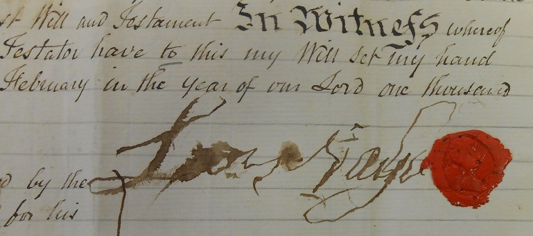 Signature from Lewis Naylor's Will
