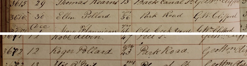 Ellen and Roger Pollard's burials